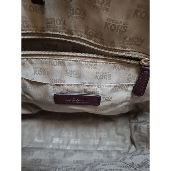 Michael Kors Jet Set Travel Tote Maroon With Gold Laser Cut Design Large Tote - Picture 8 of 13